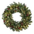30" Lighted Pine Wreath w/Berries and Pine Cones