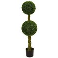 4' Boxwood Double Ball Artificial Topiary Tree with Woven Trunk UV Resistant (Indoor/Outdoor)