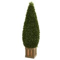 5’ Outdoor  Boxwood Cone Topiary Artificial Tree With Decorative Planter Shown