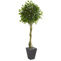 6' Ficus Artificial Tree in Slate Planter UV Resistant (Indoor/Outdoor)