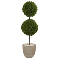 4' Boxwood Double Ball Topiary Artificial Tree in Oval Planter UV Resistant (Indoor/Outdoor)