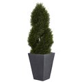 4' Cypress Double Spiral Topiary Artificial Tree in Slate Planter UV Resistant (Indoor/Outdoor)