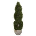 4' Double Pond Cypress Spiral Artificial Tree in Sand Colored Planter UV Resistant (Indoor/Outdoor)