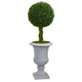 3' Braided Boxwood Topiary Artificial Tree in Gray Urn UV Resistant (Indoor/Outdoor)