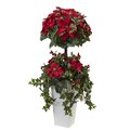 4' Poinsettia Berry Topiary w/Decorative Planter