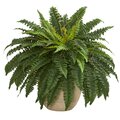 22" Boston Fern Artificial Plant in Sandstone Planter