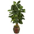 52" Rubber Leaf Artificial Tree in Decorative Planter