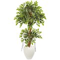 56" Variegated Ficus Artificial Tree in White Planter