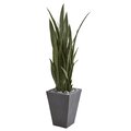 57" Sansevieria Artificial Plant in Slate Planter