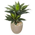 34” Double Agave Succulent Artificial Plant In Sand Stone Planter