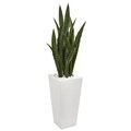 4' Sansevieria Artificial Plant in White Tower Planter