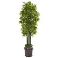 6' Bamboo Artificial Tree with Black Trunks in Planter UV Resistant (Indoor/Outdoor)