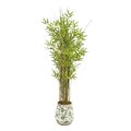 64" Grass Artificial Bamboo Plant in Floral Print Planter