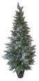 5' Plastic Flocked Outdoor Cedar Trees with Weighted Base approx. 30" Width