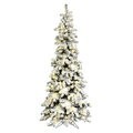 7' Tall 40" Wide Flocked Kodiak Spruce Artificial Christmas Tree, Warm White LED Lights