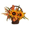 16" Fall Sunflower Artificial Autumn Arrangement in Decorative Basket