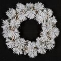 36 Inch Flocked Bavarian Pine Wreath With Pine Cones And 3Mm Cluster Led Lights