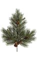 28" PVC Long Needle Pine Spray - Bay Leaves/Juniper Berries/Incense Cedar - 6 Pine Cones - Green/Blue Tips