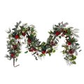 5' Grn Holly/Pine Red Jngle Bell Garland