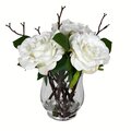 10" White Rose In Glass Vase