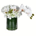 11" White Orchid In Glass Pot