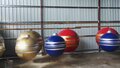 Fiberglass Uv Gloss Ball Ornament With Glittered Stripes | 33.5 Inch Or 49 Inch