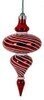 10 Inch Reflective Red Finial with Glitter White Swirl Pattern