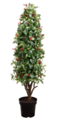 57" Laurel With Berry Topiary Tree in Plastic Nursery Pot Green Red