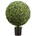 36" High  23" Wide Outdoor UV  Boxwood Ball Topiary in Nursery Pot Green