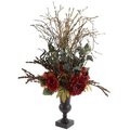 assortment of rose and 22" peony blooms, leaves, plastic greenery, and foam berries