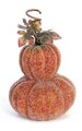 11 inches x 9 inches Beaded Double Pumpkin with Leaves and Curls - Fall Orange