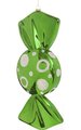 12" x 5" Plastic Shiny Round Candy Ornament - Green with White Glitter