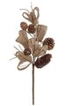 15 inches Burlap Spray with Pine Cones/Bell - Natural