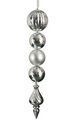 20" Hanging Ball Finial Ornament - Reflective/Matte Mix - Silver