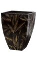 21 inches Fiberglass Pot With Gold Leaf Design - Black/Gold