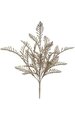 22 inches Plastic Glittered Fern Bush - 7 Tips - Platinum Gold