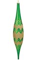 22 inches x 4 inches Plastic Shiny Glittered Finial Ornament - Green/Gold