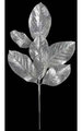 23.5 inches Glittered Magnolia Spray - Silver - 7 Leaves  - 8 inches Stem