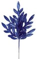 23" Plastic Glittered Bay Leaf Spray - 8" Stem - Royal Blue