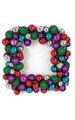 24" Plastic Mixed Ball Square Wreath - Purple/Pink/Silver/Blue/Red/Green