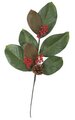 24 inches Magnolia Spray with Red Berries - Mix Green/Brown - 7 Leaves