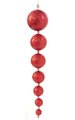 24 inches x 4 inches Foam Hanging Septuple Ball Ornament - Red Glitter