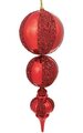 24" x 7" Plastic Mix Shiny/Beaded Double Ball Finial Ornament - Red