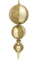 24" x 7" Plastic Mix Shiny/Beaded Double Ball Finial Ornament - Gold