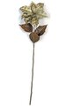 30" Renaissance Poinsettia Stem - Green/Gold- 3 Brown Leaves - 27" Stem