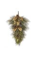 32" Sugar Pine Teardrop Swag - Gold Glitter Leaves - Mixed Green
