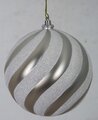 Earthflora's 6 Inch Matte Finish Silver Swirl Ball Ornament With White Glitter
