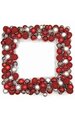 36 inches Plastic Mixed Square Wreath - Red/Silver