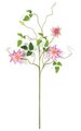 Clematis Spray - 18 Green Leaves - 3 Pink/Cream Flowers - 1 Bud