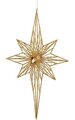 36 inches x 21 inches Tinsel Glittered Wire Star Ornament with Jewel - Gold